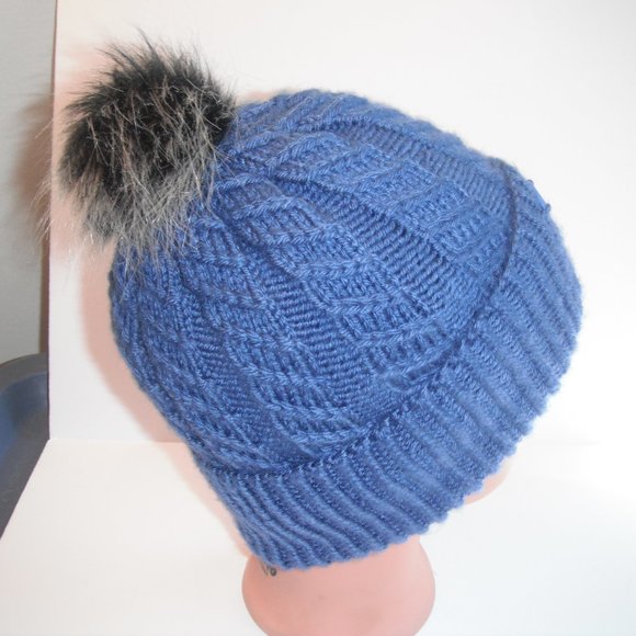 Hand Knitted Hat Toque One Size Acrylic Color Shadow Blue - 003 Hand knit by me - Picture 8 of 11